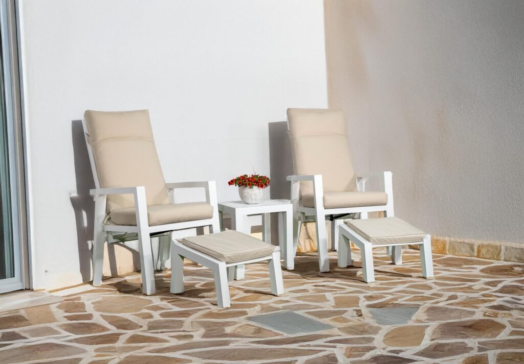aluminium sun lounger, garden sun lounger, reclining sun lounger, outdoor aluminium furniture