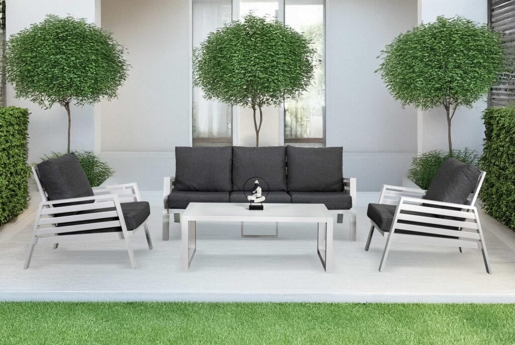 aluminium sun lounger, garden sun lounger, reclining sun lounger, outdoor aluminium furniture